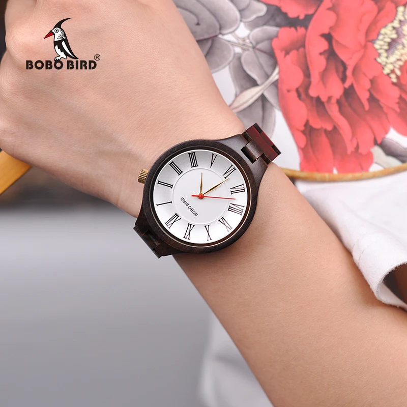 BOBO BIRD Roman Numeral Scale Women Wooden Bamboo Quartz Watches Ladies Wristwatch with Wood Band in Gift Box
BOBO BIRD Roman Numeral Scale Women Wooden Bamboo Quartz Watches Ladies Wristwatch with Wood Band in Gift Box