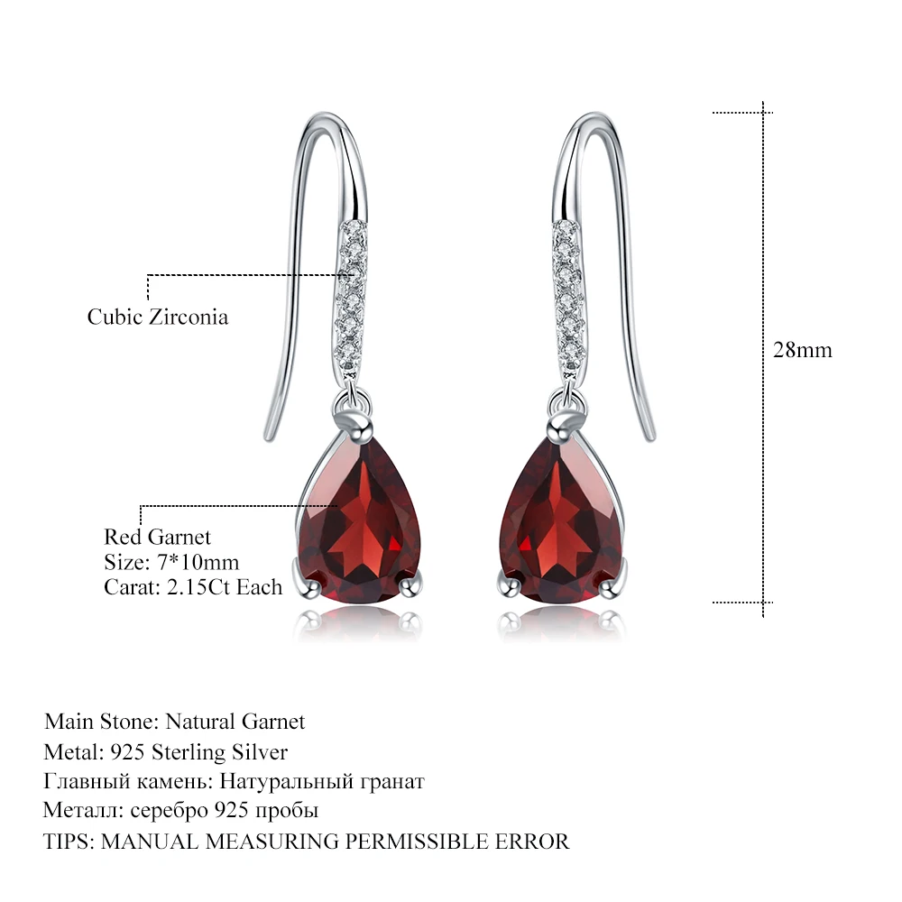 GEM'S BALLET 2.71Ct Natural Red Garnet Earrings 925 Sterling Silver Elegant Gemstone Drop Earrings for Women Wedding Jewelry
GEM'S BALLET 2.71Ct Natural Red Garnet Earrings 925 Sterling Silver Elegant Gemstone Drop Earrings for Women Wedding Jewelry