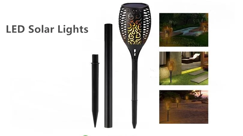 Torch Outdoor Landscape Decoration Path Lighting Dusk to Dawn Auto On/Off with Realistic Flames and IP65 LED Solar Garden Lights
Torch Outdoor Landscape Decoration Path Lighting Dusk to Dawn Auto On/Off with Realistic Flames and IP65 LED Solar Garden Lights