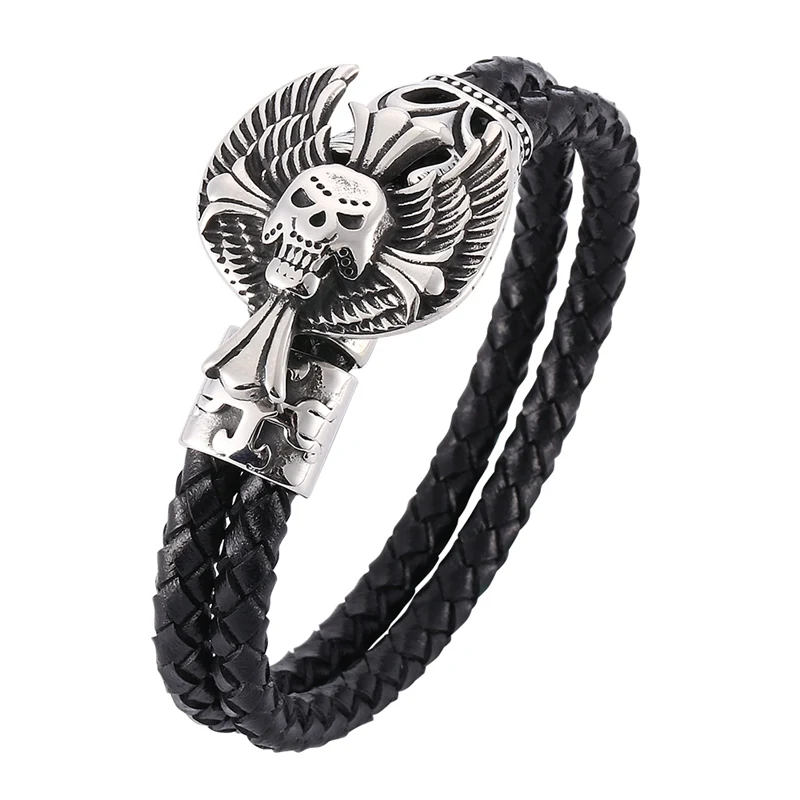 Leather Bracelet Men Punk Jewelry Skull Cross Charm Wrap Bracelets Vintage Bracelets & Bangles Mens Trendy Accessories PW757
Leather Bracelet Men Punk Jewelry Skull Cross Charm Wrap Bracelets Vintage Bracelets & Bangles Mens Trendy Accessories PW757