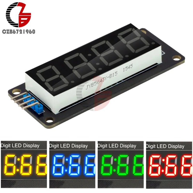 5 Colors TM1637 7-Segment 4-Digit 0.56" LED Display Module Clock Digital Tube Serial Driver Board for Arduino DIY Kit
5 Colors TM1637 7-Segment 4-Digit 0.56" LED Display Module Clock Digital Tube Serial Driver Board for Arduino DIY Kit