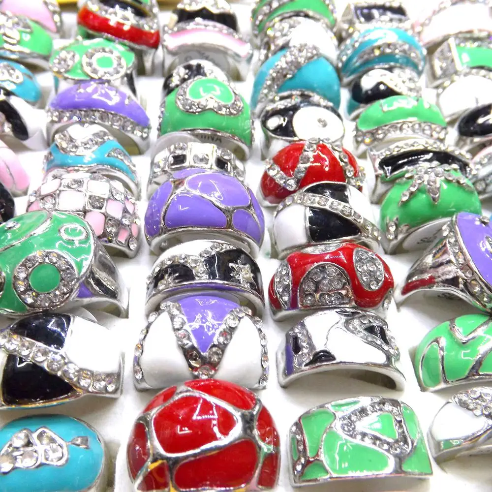 Unique Designed Candy Color Enamel Rings With Crystal Easy Matching Ring For Clothes 50pcs/lot
Unique Designed Candy Color Enamel Rings With Crystal Easy Matching Ring For Clothes 50pcs/lot