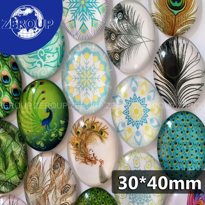 ZEROUP 30*40mm oval glass cabochon new peacock feathers mixed pattern fit cameo base setting for jewelry flatback 10pcs/lot
ZEROUP 30*40mm oval glass cabochon new peacock feathers mixed pattern fit cameo base setting for jewelry flatback 10pcs/lot