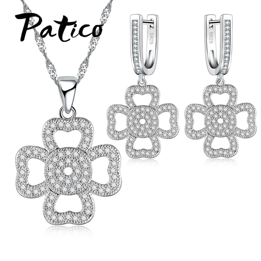 Novel Love Heart Hollow Clover Flower with Clear CZ Design Jewelry Sets 925 sterling-silver-jewelry for Women Wedding
Novel Love Heart Hollow Clover Flower with Clear CZ Design Jewelry Sets 925 sterling-silver-jewelry for Women Wedding