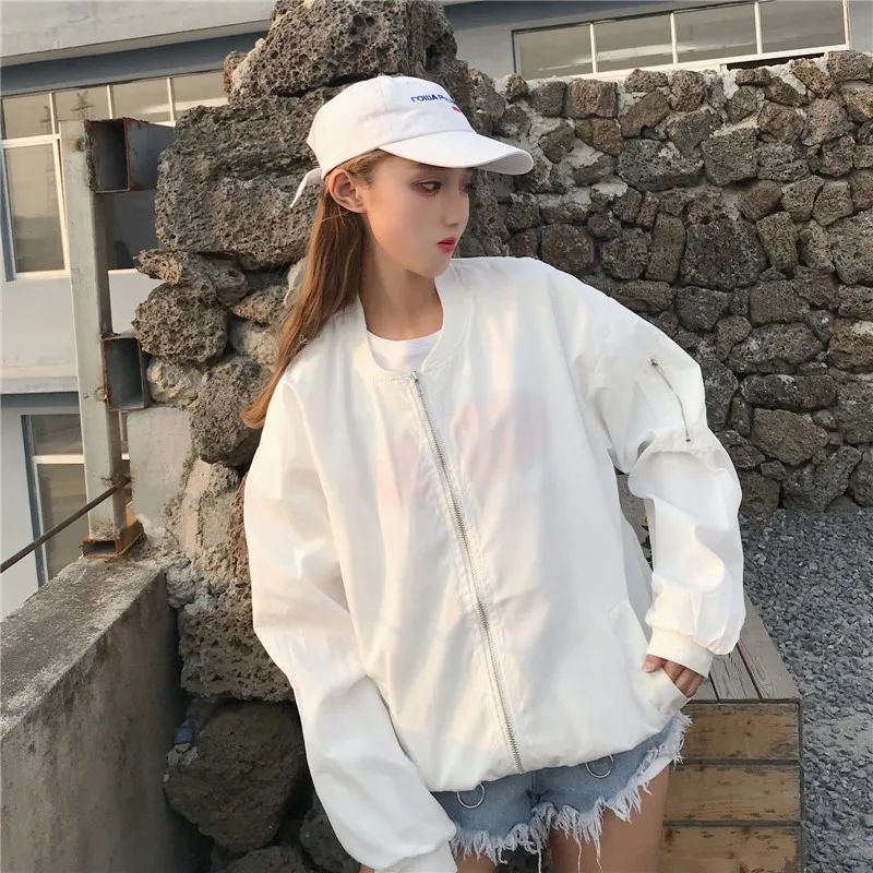 Spring and autumn new women's solid color zipper long-sleeved baseball uniform loose wild jacket female fashion leisure tops | Женская