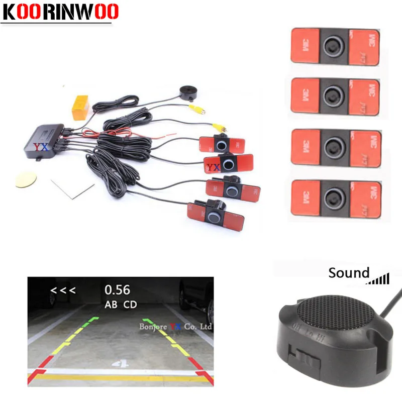 

Koorinwoo Original Parktronic 16.5mm Double CPU Car Parking Sensor 4 Video Sysem blind Probes System Detector Reverse Universal