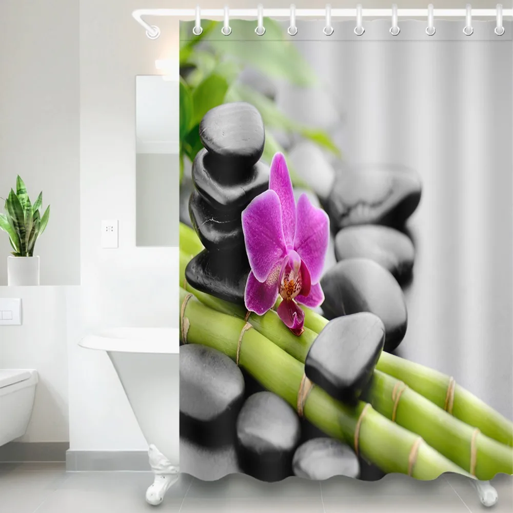 Waterproof Spa White Shower Curtain Flower Polyester Fabric Bamboo Leaf Black Stone Bathroom Curtains for Bathtub Home Decor
Waterproof Spa White Shower Curtain Flower Polyester Fabric Bamboo Leaf Black Stone Bathroom Curtains for Bathtub Home Decor