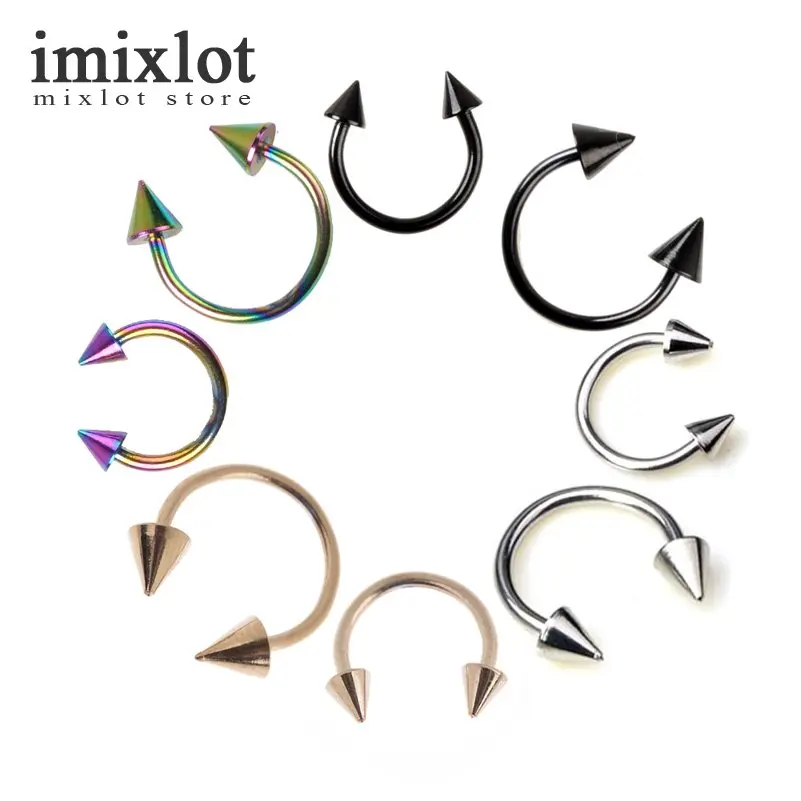 Кольцо круглое в форме подковы с шипами 18 г 10 шт.|piercing body jewelry|body jewelrynose septum |
