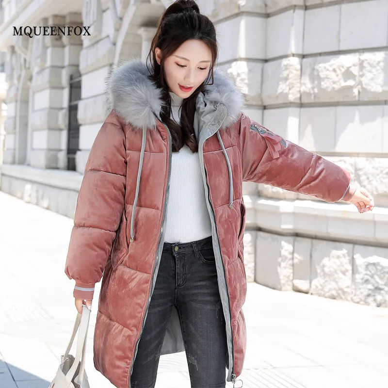 Winter Jacket Women Cotton Padded Jacket Parka 2021 Gold Velvet Long Jacket Female Fake Fur hooded Coat Warm Thicken Outerwear
Winter Jacket Women Cotton Padded Jacket Parka 2021 Gold Velvet Long Jacket Female Fake Fur hooded Coat Warm Thicken Outerwear