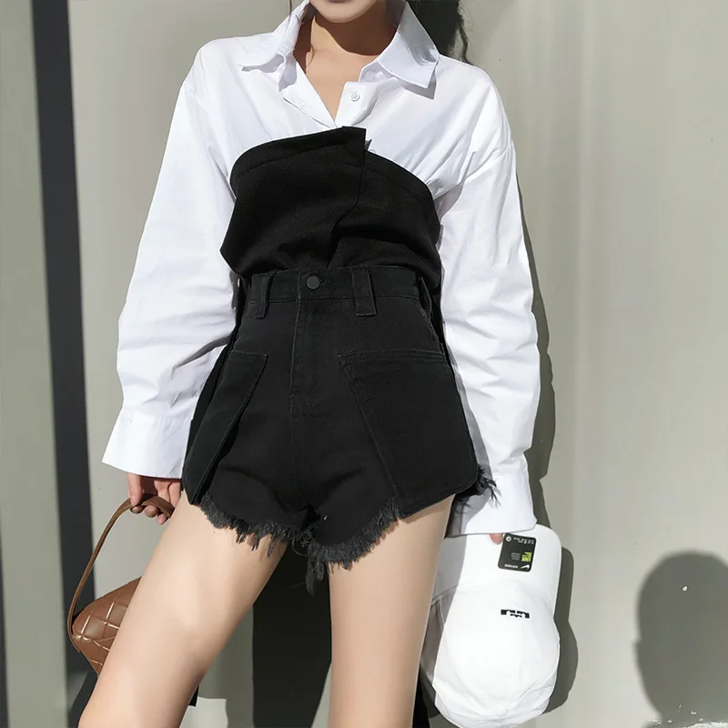2019 Spring Summer New High-waisted Denim Shorts Women's Wide-legged Loose Shorts Big Pocket Hot shorts
2019 Spring Summer New High-waisted Denim Shorts Women's Wide-legged Loose Shorts Big Pocket Hot shorts