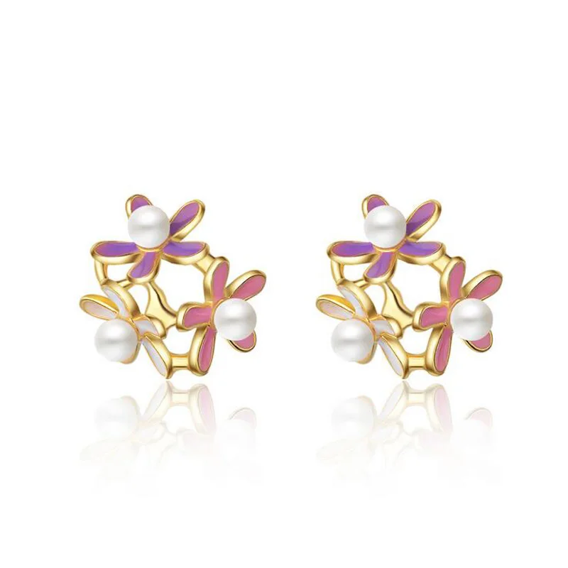 New Fashion Cute Flower Gold Color Pink Enamel Pearl Stud Earring Women Girls Simple Party Gift Jewelry Orecchini Aros Aretes
New Fashion Cute Flower Gold Color Pink Enamel Pearl Stud Earring Women Girls Simple Party Gift Jewelry Orecchini Aros Aretes