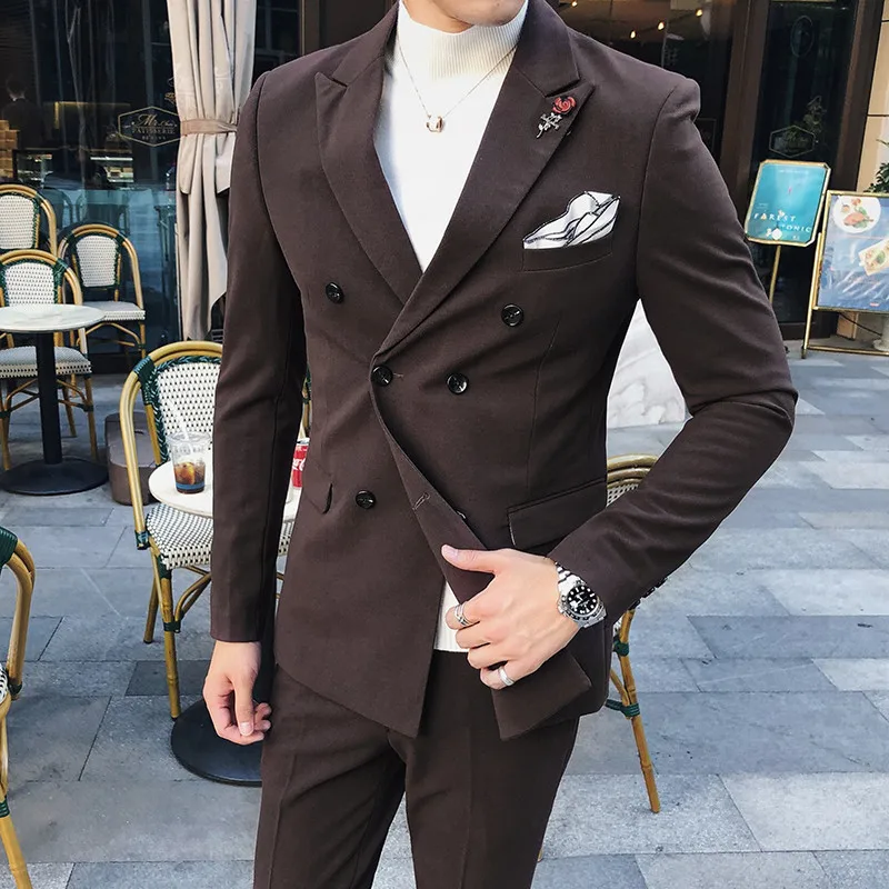 Costume Double Boutonnage Homme Man British Style Slim Suits Blazers Male Wedding Groom Dress Two-piece Set
Costume Double Boutonnage Homme Man British Style Slim Suits Blazers Male Wedding Groom Dress Two-piece Set