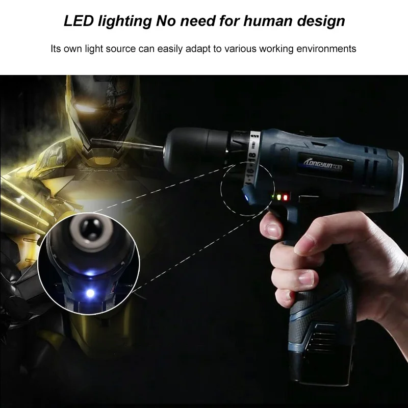 16.8V Cordless Screwdriver with Spare Lithium Ion Battery Electric Drill Home Multifunction | Инструменты