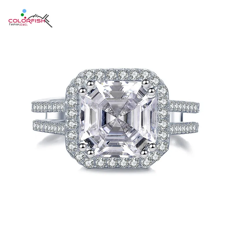 COLORFISH Luxury 5 Carat Asscher Halo Engagement Ring for Women 925 Sterling Silver High Quality Cz Anniversary Jewelry
COLORFISH Luxury 5 Carat Asscher Halo Engagement Ring for Women 925 Sterling Silver High Quality Cz Anniversary Jewelry