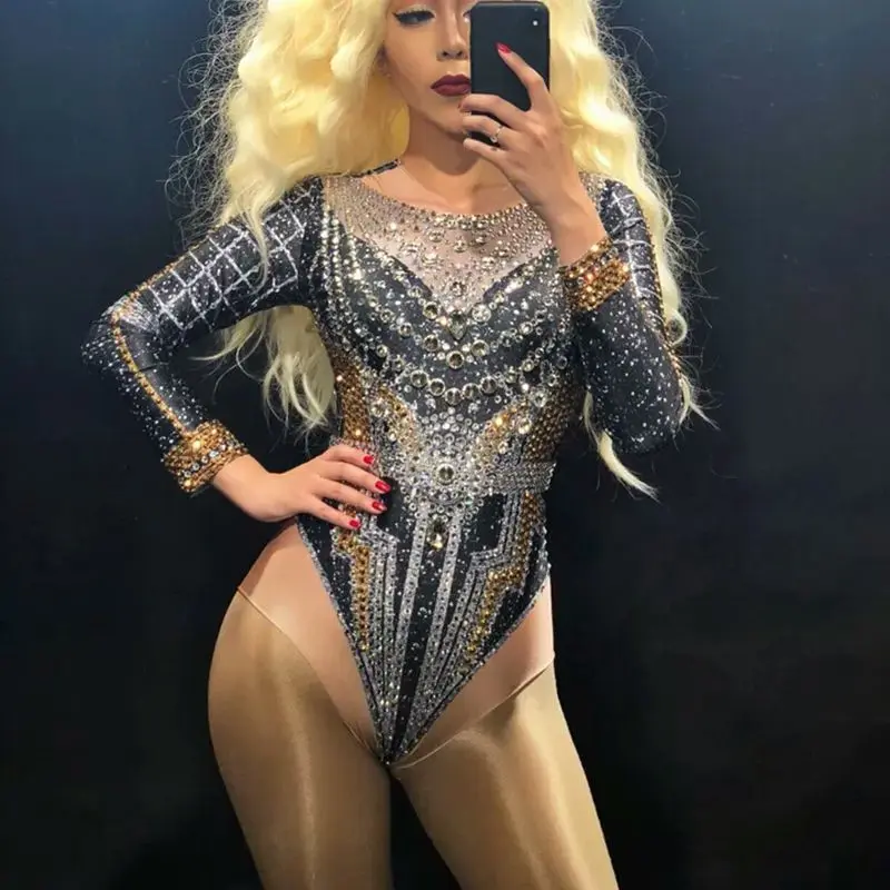 Sparkly Colorful Rhinestones Sequined Bodysuit Women Sexy Nightclub Bar Prom Celebrity Party Outfit Stage Performance Costume
Sparkly Colorful Rhinestones Sequined Bodysuit Women Sexy Nightclub Bar Prom Celebrity Party Outfit Stage Performance Costume