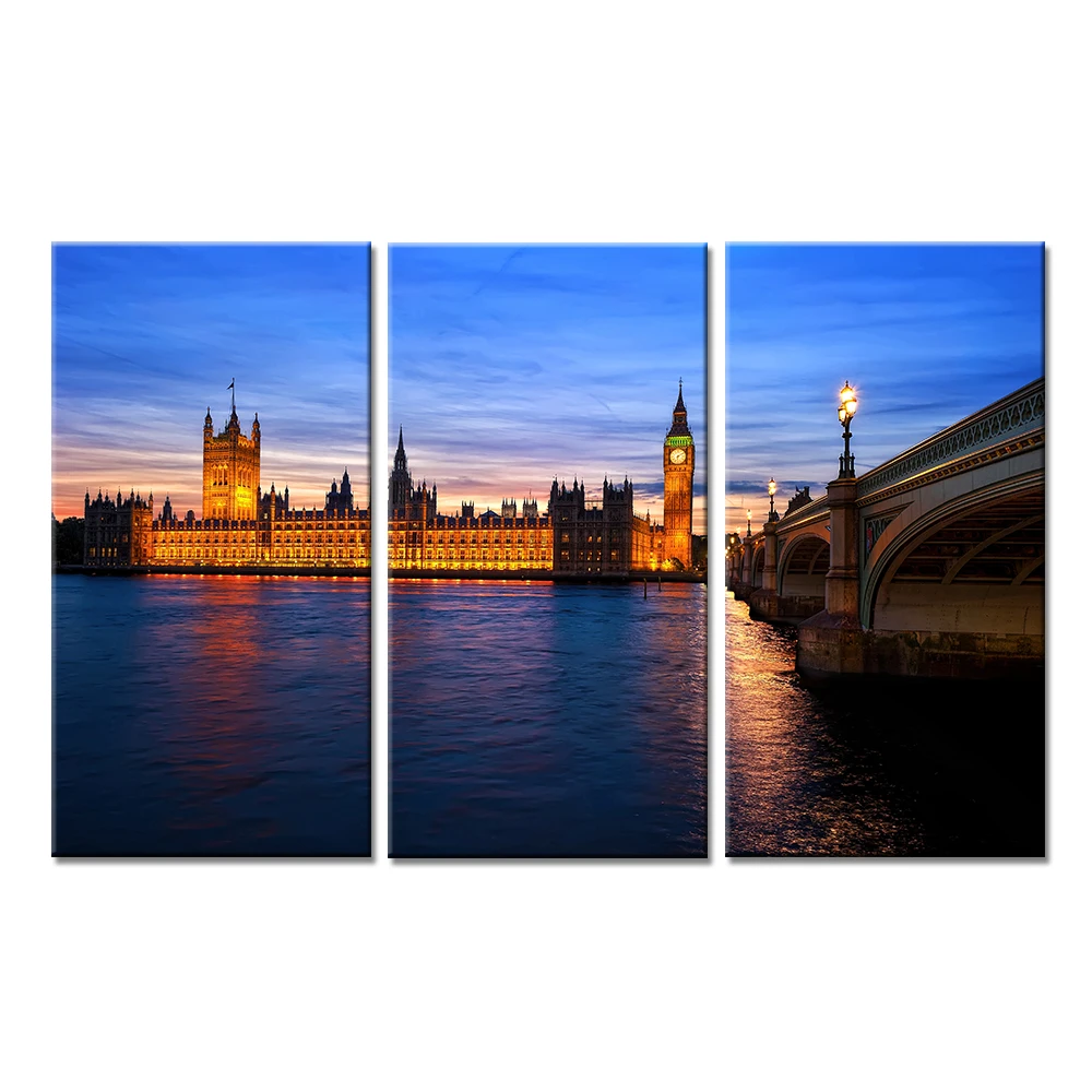 3 шт. Прямая поставка Лондонский мост настенное Искусство Холст Морской пейзаж