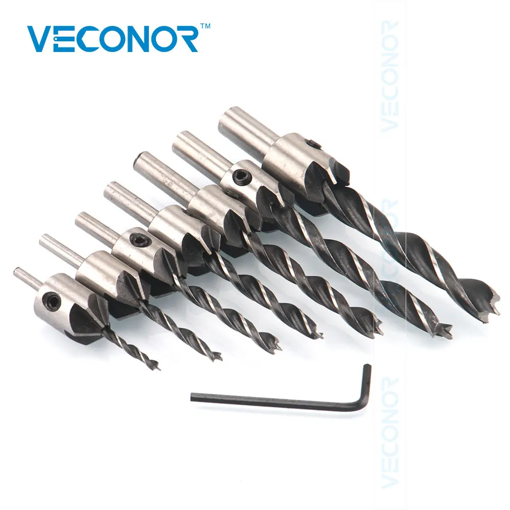 7PCS Countersink Drill Bits Set+1PCS Hex Shank Wrench 3/4/5/6/7/8/10mm HSS Carpentry Reamer Woodworking Chamfer Counter Bit Set
7PCS Countersink Drill Bits Set+1PCS Hex Shank Wrench 3/4/5/6/7/8/10mm HSS Carpentry Reamer Woodworking Chamfer Counter Bit Set