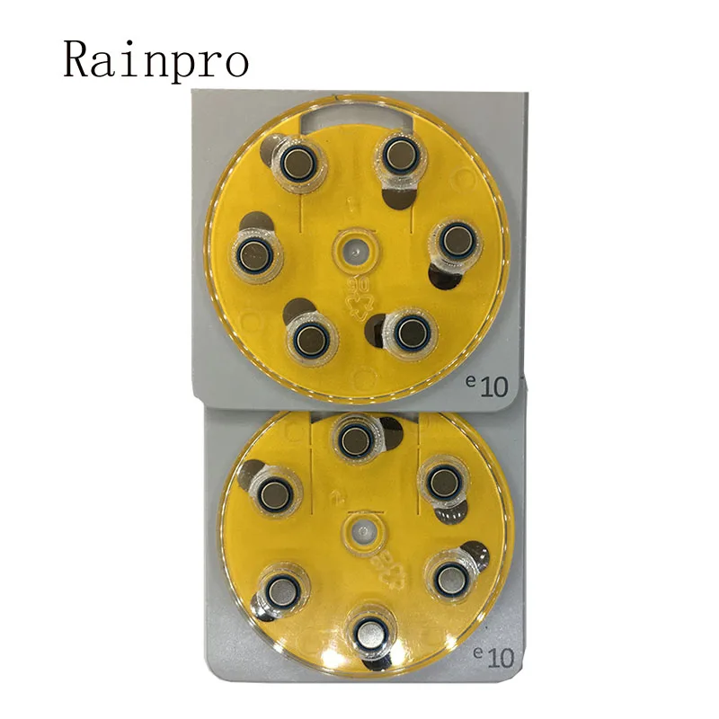 

Rainpro 12PCS/LOT(2 PACKS) zinc air E10 A10 10 PR70 button battery for Hearing aid best quality