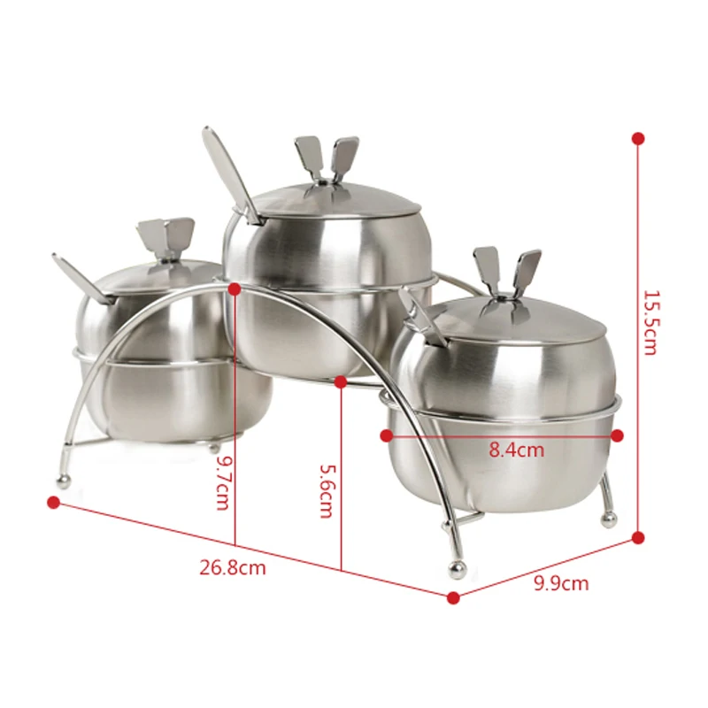 ORZ Stainless Steel Herb Spice Jar Set Salt Sugar Seasoning Box Spice Container Condiment Pot Cruet Bottle Kitchen Cooking Tools
ORZ Stainless Steel Herb Spice Jar Set Salt Sugar Seasoning Box Spice Container Condiment Pot Cruet Bottle Kitchen Cooking Tools