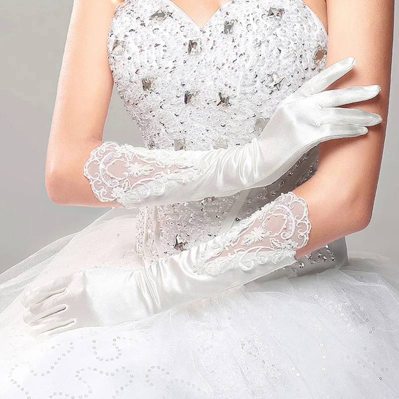 Long Full Finger Satin Bridal Wedding Gloves Elbow Length Lace Appliqued Woman Bride Party Gifts Accessories For Cosplay Prom
Long Full Finger Satin Bridal Wedding Gloves Elbow Length Lace Appliqued Woman Bride Party Gifts Accessories For Cosplay Prom