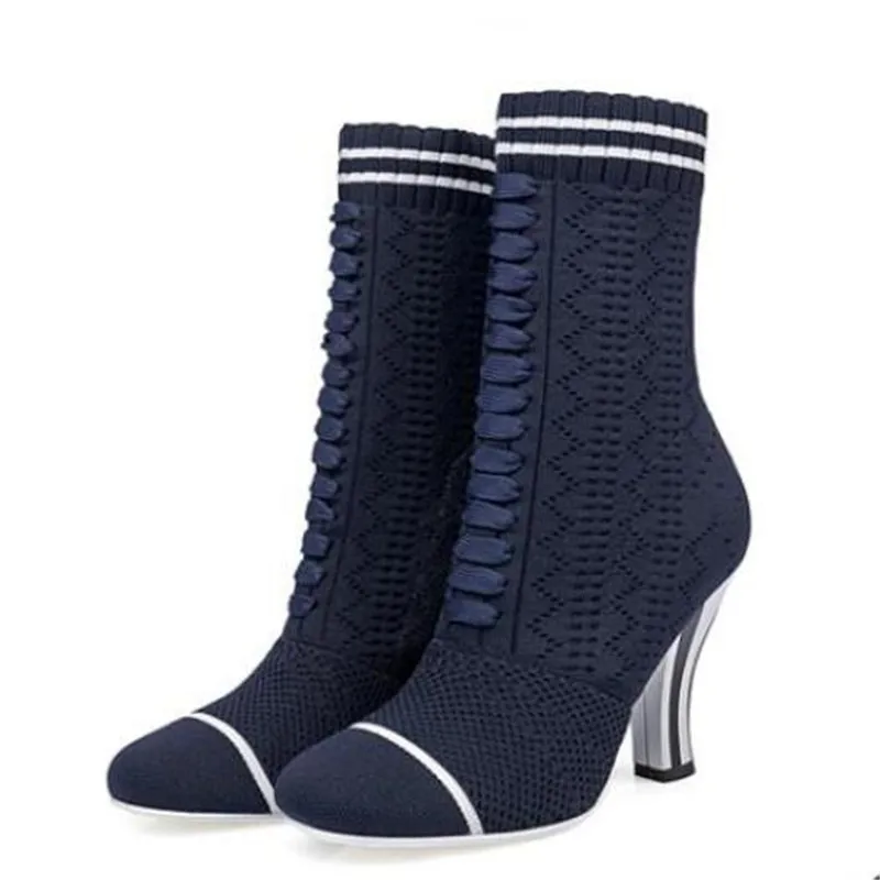 Joker brand design high heel boots 9 cm strange high heels sexy ankle boots dark blue elastic boots ladies shoes socks high heel
Joker brand design high heel boots 9 cm strange high heels sexy ankle boots dark blue elastic boots ladies shoes socks high heel