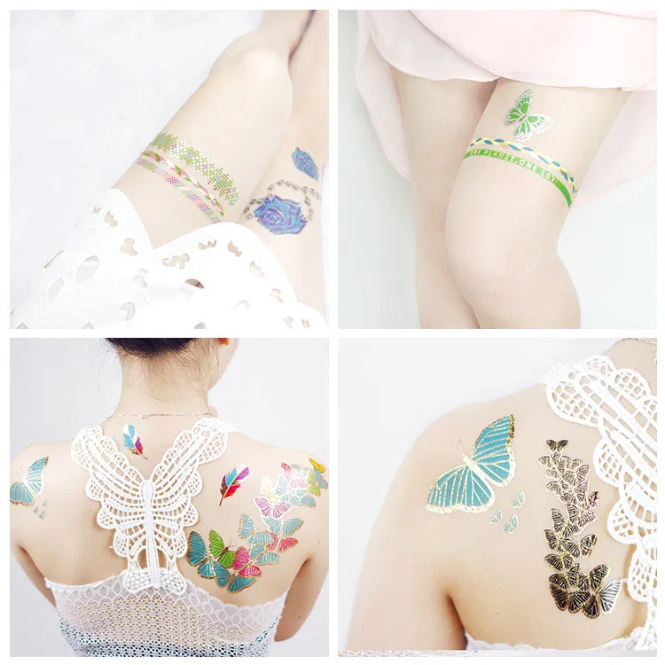 Temporary golden tattoo wing elephant chain fashion flash fake for body art arm leg temporary paper RA020 | Красота и здоровье