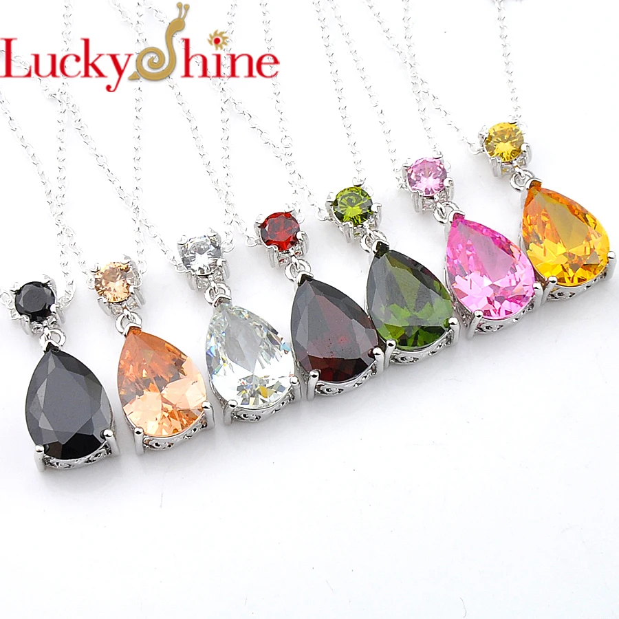 Luckshine New Water Drop Multi Color Crystal Zircon Silver Gems Classic Fashion Women Charm Rhinestone Necklace Pendants Jewelr
Luckshine New Water Drop Multi Color Crystal Zircon Silver Gems Classic Fashion Women Charm Rhinestone Necklace Pendants Jewelr