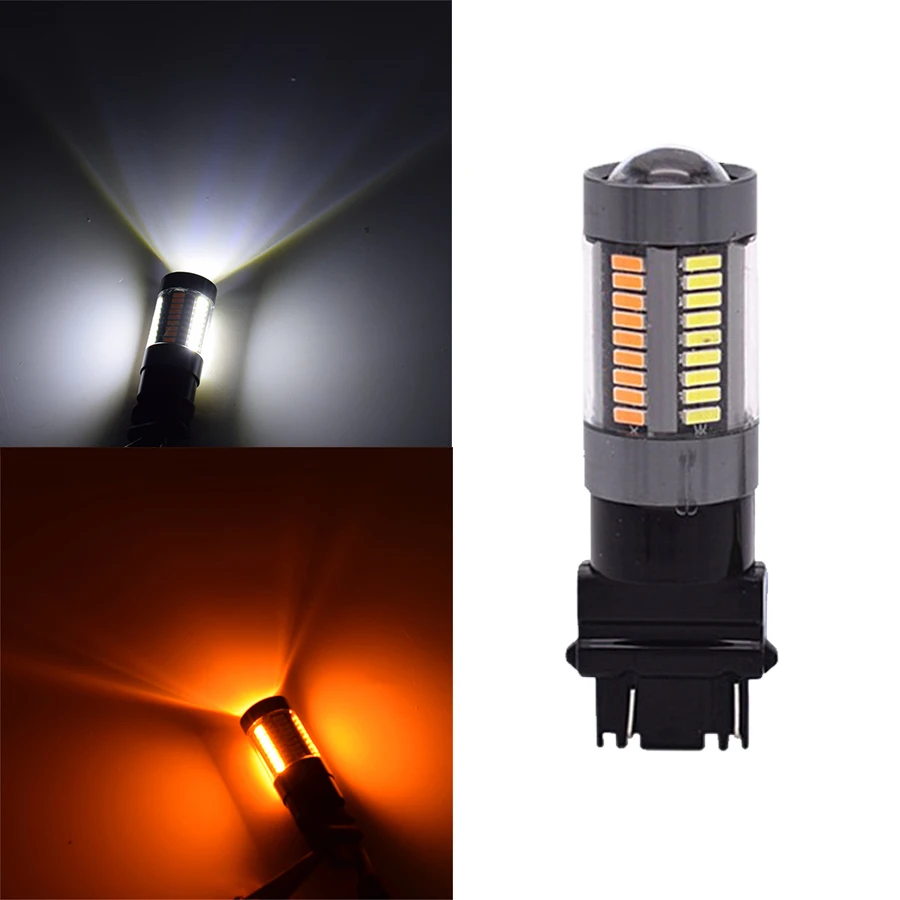 2PCS 3157 4014 66 SMD Dual Color White/Amber LED Switchback LED Bulbs with Projector For Turn Signal Lights
2PCS 3157 4014 66 SMD Dual Color White/Amber LED Switchback LED Bulbs with Projector For Turn Signal Lights