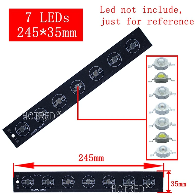 LED Light Plate Rectangle PCB Board 245*35*1.6mm Aluminum Base plate can soldering 7pcs LEDs for 1W 3W 5W LED
LED Light Plate Rectangle PCB Board 245*35*1.6mm Aluminum Base plate can soldering 7pcs LEDs for 1W 3W 5W LED