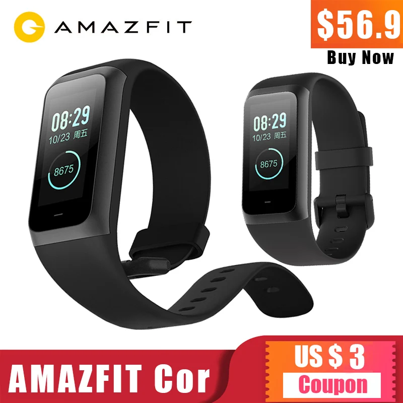 Оригинальный Huami Amazfit Band Cor 2 умный Браслет 5ATM водонепроницаемый 2.5D цвет IPS 316L рамка