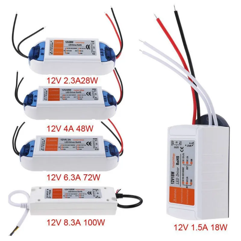 LED Lighting Transformers DC12V 18W 28W 48W 72W 100W Adapter High Quality Safe Driver For LED Strip ceiling Light Power Supply
LED Lighting Transformers DC12V 18W 28W 48W 72W 100W Adapter High Quality Safe Driver For LED Strip ceiling Light Power Supply
