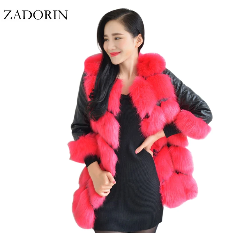 ZADORIN Autumn Winter Medium Long Faux Fur Coat With PU Sleeves High Quality Slim Faux Fur Jacket White fur Coats gilet fourrure
ZADORIN Autumn Winter Medium Long Faux Fur Coat With PU Sleeves High Quality Slim Faux Fur Jacket White fur Coats gilet fourrure