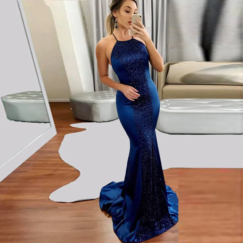 Blue Robe De Soiree Mermaid Halter Appliques Elegant Backless Sexy Long Prom Dresses Prom Gown Evening Dresses
Blue Robe De Soiree Mermaid Halter Appliques Elegant Backless Sexy Long Prom Dresses Prom Gown Evening Dresses