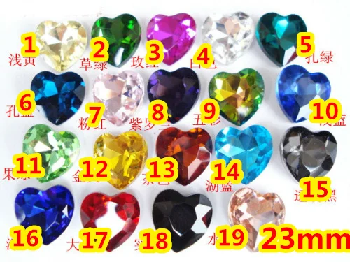 17Colors 60pcs/Lot 23mm Heart Shape Glass Crystal Pointback Fancy Stone For Jewelry Making,Garment
17Colors 60pcs/Lot 23mm Heart Shape Glass Crystal Pointback Fancy Stone For Jewelry Making,Garment