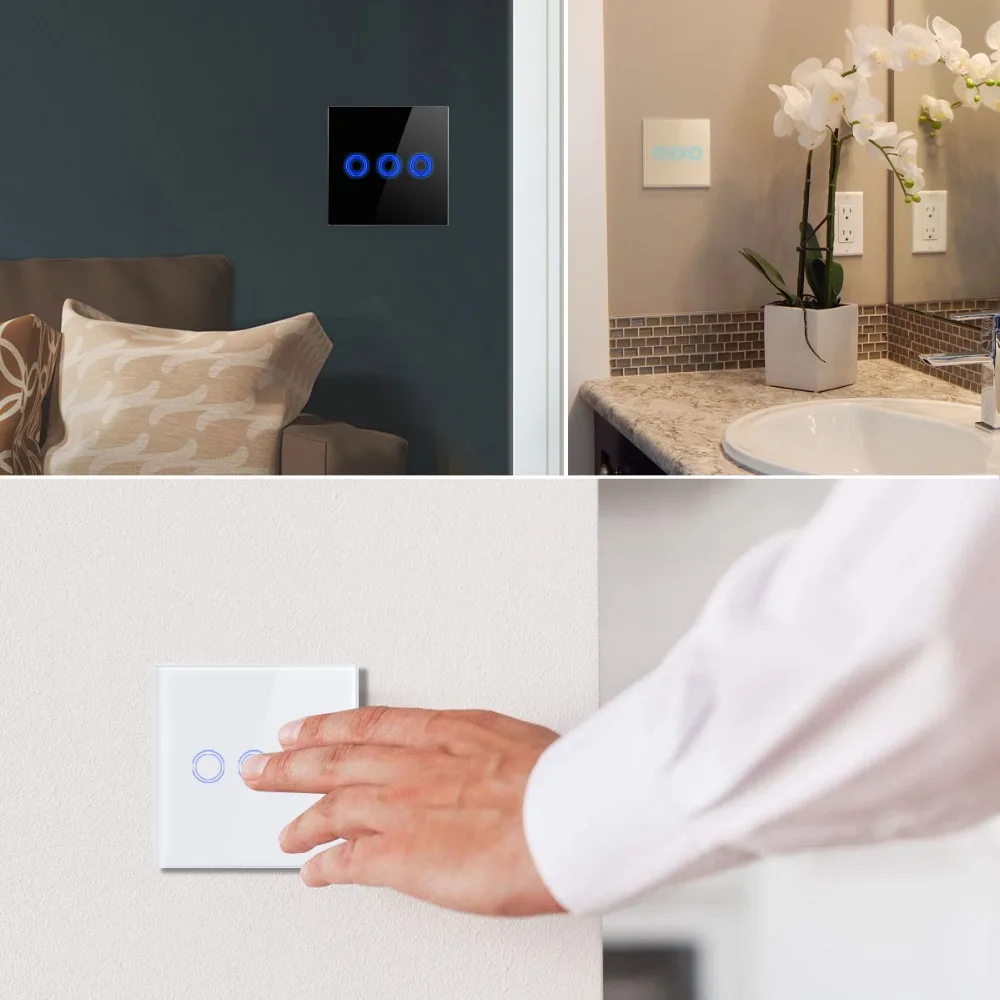 EU/UK Standard Touch Switch 220V, Crystal Glass Switch Panel, 3/2/1 Gang 1 way Smart Switch 433, Smart Home Automation Module
EU/UK Standard Touch Switch 220V, Crystal Glass Switch Panel, 3/2/1 Gang 1 way Smart Switch 433, Smart Home Automation Module
