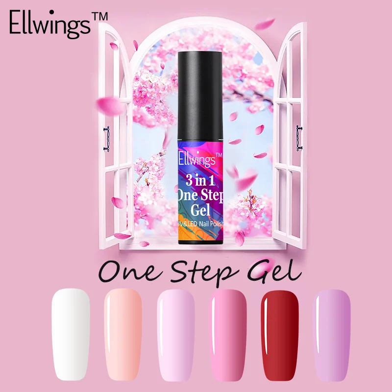 Ellwings один шаг UV гель для ногтей милый сладкий Стиль не нужно Топ Base Coat Soak Off Гель