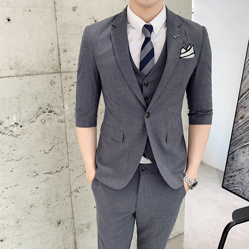 Short Sleeve Summer Suit (Jacket+Vest+ Pant) Mens Suits Wedding Groom Party Prom Decent Vintage Mens Suit Size 4XL
Short Sleeve Summer Suit (Jacket+Vest+ Pant) Mens Suits Wedding Groom Party Prom Decent Vintage Mens Suit Size 4XL