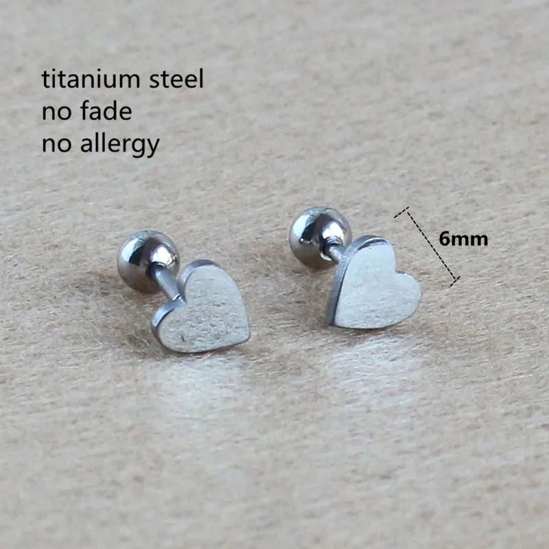 Titanium Screw-back 6mm Heart-Shape Stud Earrings 316 L Stainless Steel No Fade No Allergy
Titanium Screw-back 6mm Heart-Shape Stud Earrings 316 L Stainless Steel No Fade No Allergy