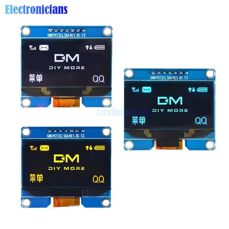 Модуль OLED дисплея SSD1309 1 54 дюйма 128x64 интерфейс SPI IIC I2C плата экрана 3 5 в UART для arduino
