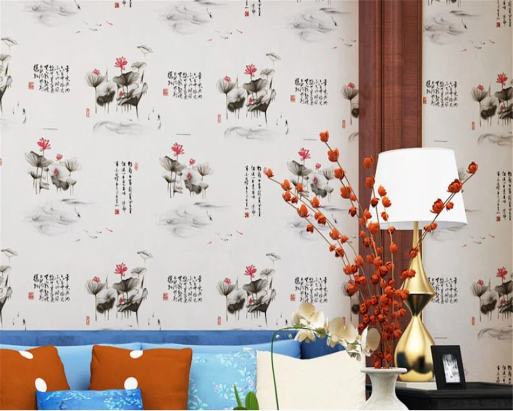 beibehang New Chinese retro lotus leaf non-woven wallpaper living room bedroom background wall restaurant shop papel de parede
beibehang New Chinese retro lotus leaf non-woven wallpaper living room bedroom background wall restaurant shop papel de parede