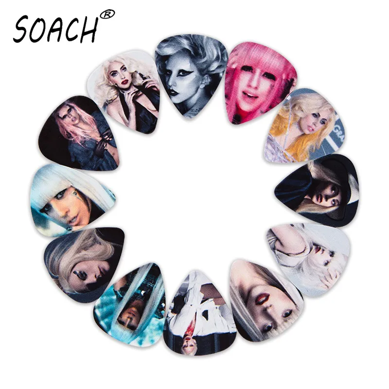 SOACH 10pcs 3 kinds of thickness new guitar picks bass American pop singer lady gaga pictures quality print Guitar accessories
SOACH 10pcs 3 kinds of thickness new guitar picks bass American pop singer lady gaga pictures quality print Guitar accessories