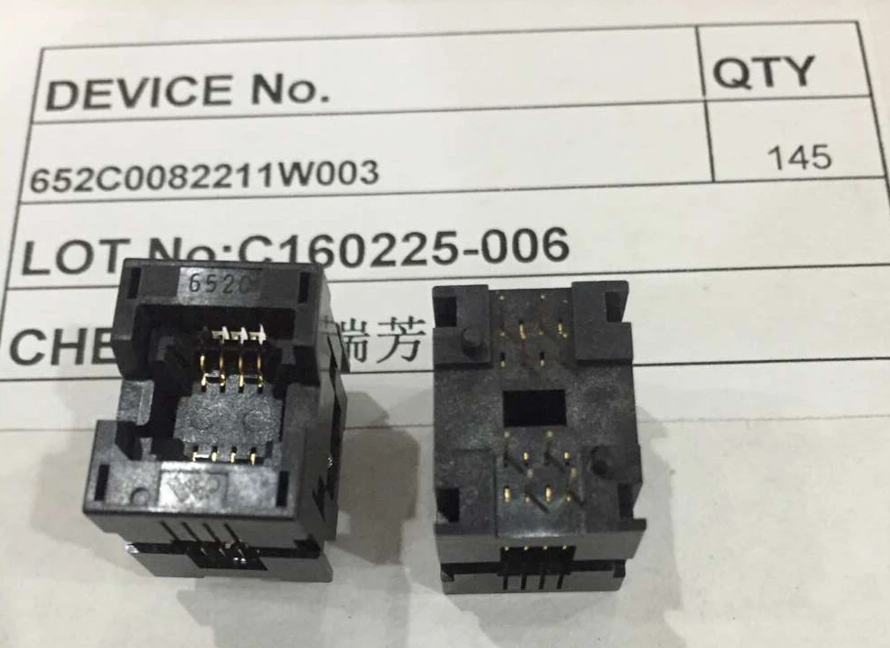 ORIGINAL 652 SOP 1.27mm 8P Socket Dual Contact SOP8 IC Test Socket / Programmer Adapter 652C0082211W003 x 10PCS
ORIGINAL 652 SOP 1.27mm 8P Socket Dual Contact SOP8 IC Test Socket / Programmer Adapter 652C0082211W003 x 10PCS