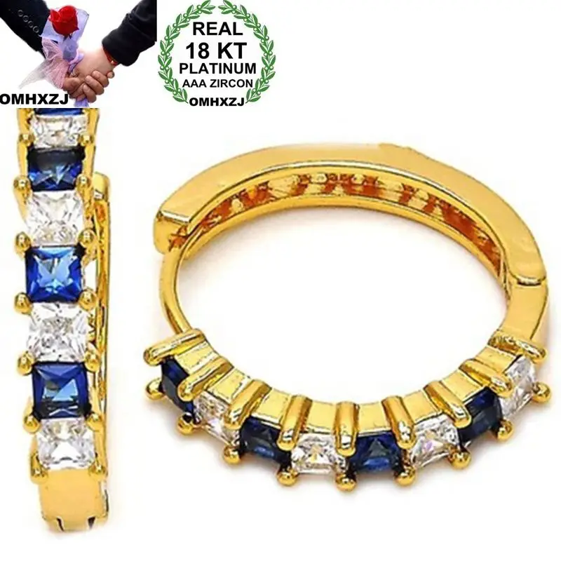 OMHXZJ Wholesale European Fashion Woman Girl Party Wedding Gift White Blue AAA Zircon 18KT Yellow Gold Hoop Earrings EA476
OMHXZJ Wholesale European Fashion Woman Girl Party Wedding Gift White Blue AAA Zircon 18KT Yellow Gold Hoop Earrings EA476