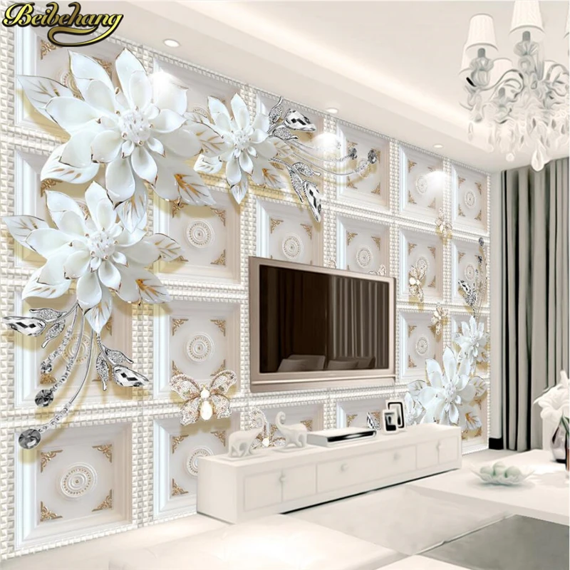 

beibehang Custom photo wallpaper murals three-dimensional relief jewelry flowers European 3D background wall paintings