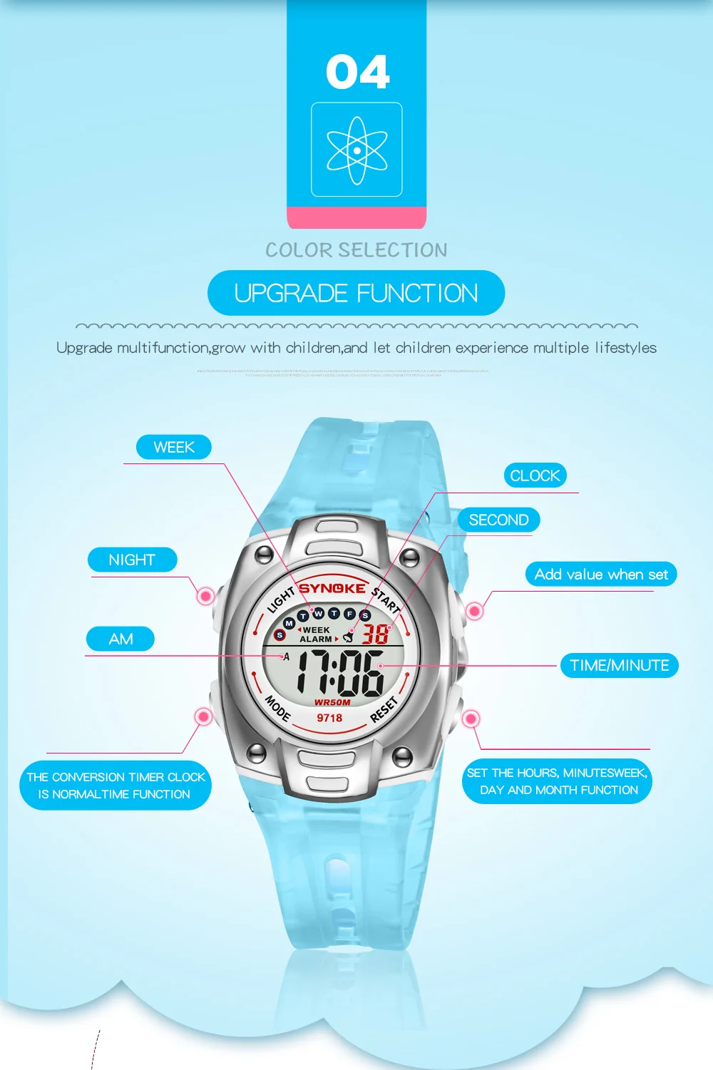 SYNOKE Children's Watch 50M Waterproof Cute LED Girls Boys Gift Digital Sports Watches Alarm Week Electronic Watch Relgio
SYNOKE Children's Watch 50M Waterproof Cute LED Girls Boys Gift Digital Sports Watches Alarm Week Electronic Watch Relgio