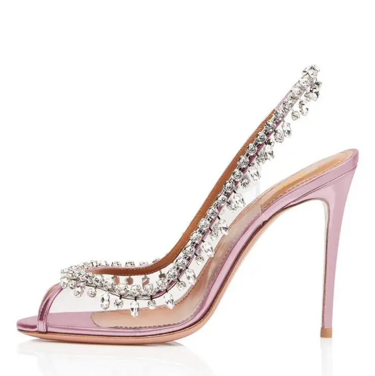Wedding Shoes Bride PVC Peep toe Slingback High Heels Gorgeous Rhinestone Pumps Women Shoes Plus Size Ladies Shoes With Heel
Wedding Shoes Bride PVC Peep toe Slingback High Heels Gorgeous Rhinestone Pumps Women Shoes Plus Size Ladies Shoes With Heel
