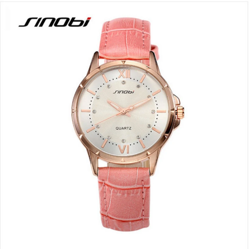 SINOBI брендовые роскошные часы с кристаллами женские кожаные модные saat montre femme relogio