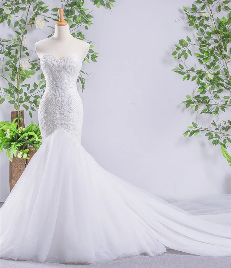 100% Real Picture Beading Pearls Appliques Body Lace Organza More Layers Tulle Skirt Mermaid Wedding Dresses Mariage
100% Real Picture Beading Pearls Appliques Body Lace Organza More Layers Tulle Skirt Mermaid Wedding Dresses Mariage