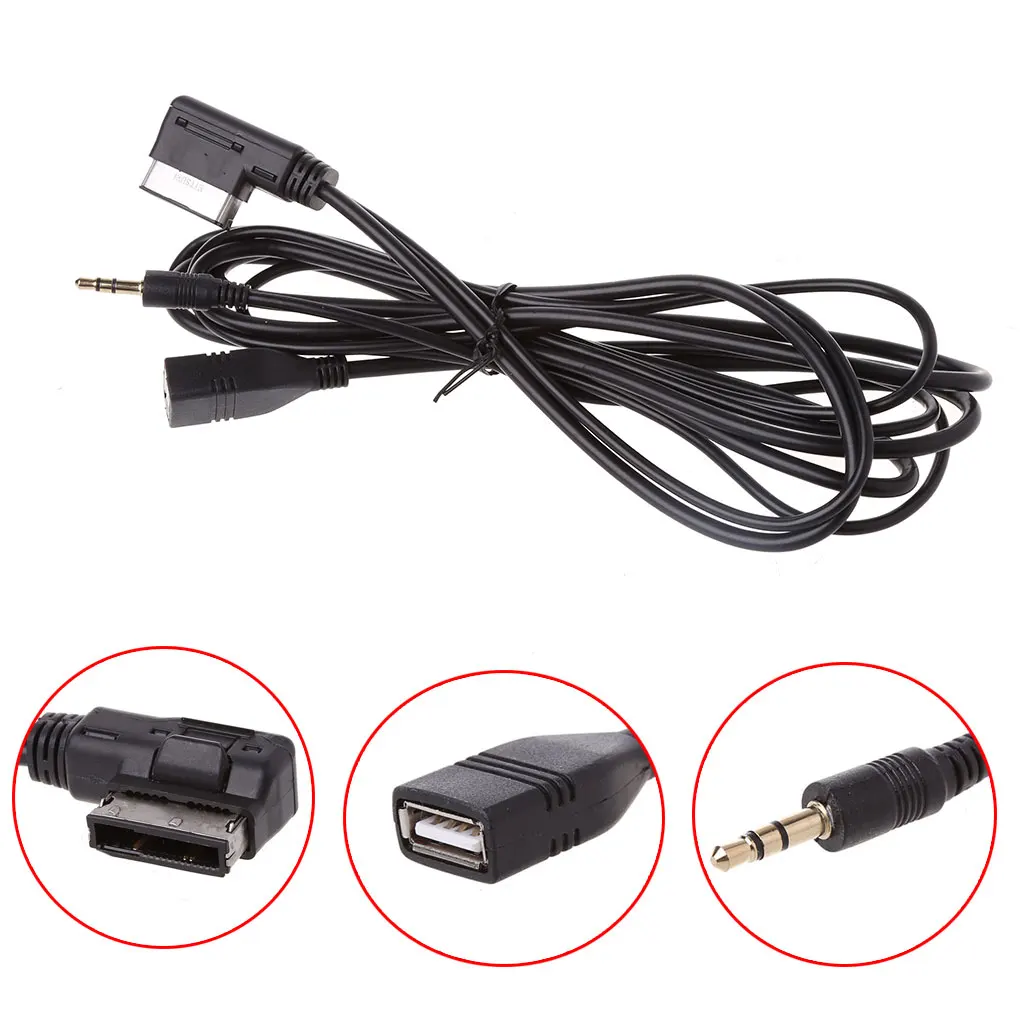 Автомобильное зарядное устройство AMI с музыкальным интерфейсом AUX USB кабель для