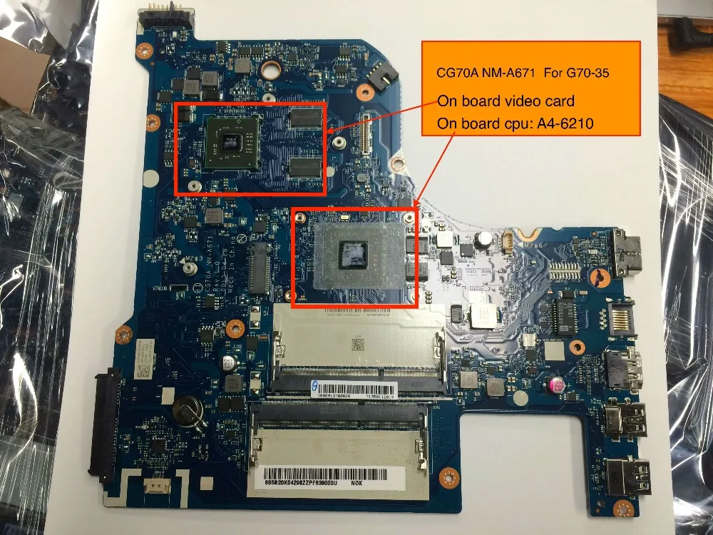 Brand New CG70A NM-A671 mainboard for Lenovo G70-35 Laptop motherboard with A4-6210 CPU on board video card
Brand New CG70A NM-A671 mainboard for Lenovo G70-35 Laptop motherboard with A4-6210 CPU on board video card